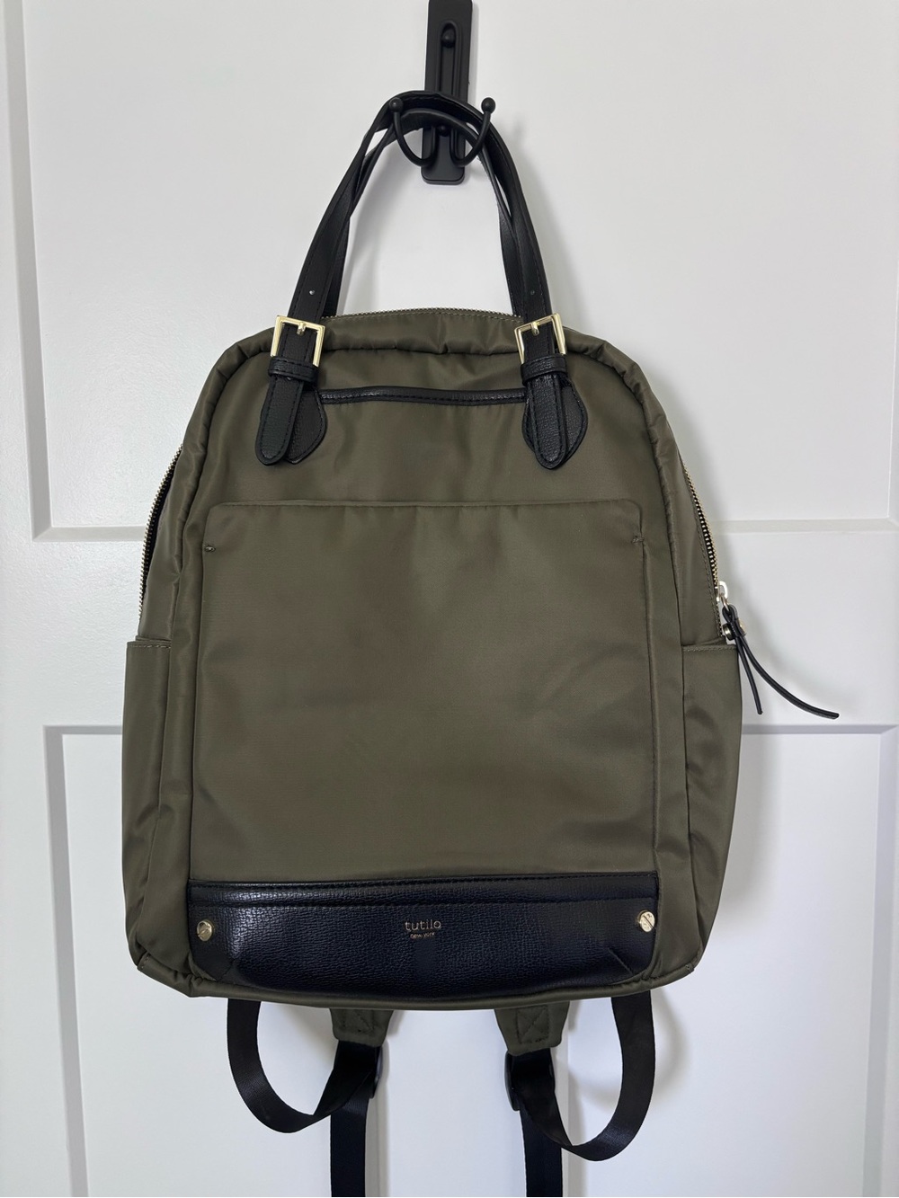 Tutilo Olive Green Backpack with Black Trim